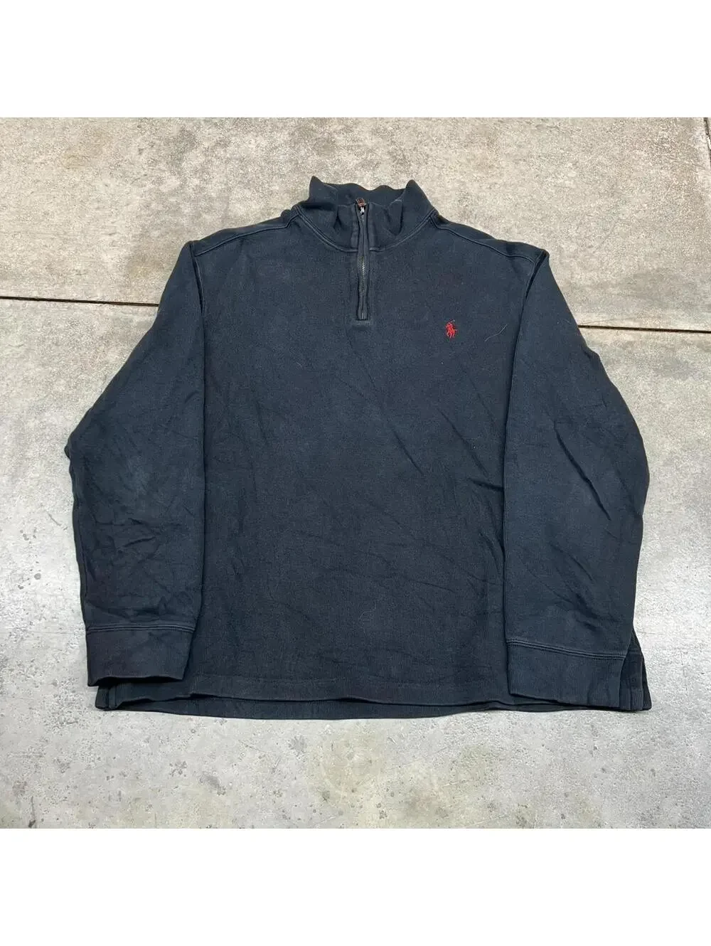 vintage polo ralph lauren black and red quarter zip sweater size xl